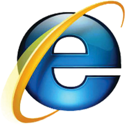 The icon for Internet Explorer, a blue E with a yellow spiral around it.